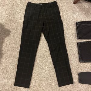 black checkered slim fit slacks